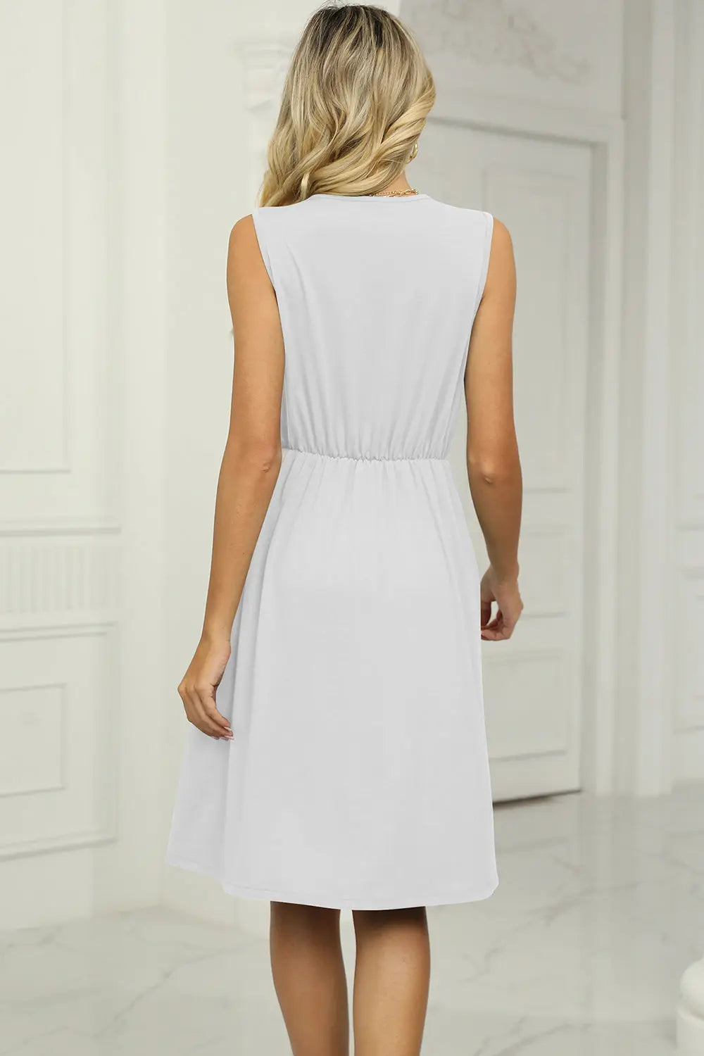 Pocketed V-Neck Wide Strap Dress -BazaarBey - www.shopbazaarbey.com