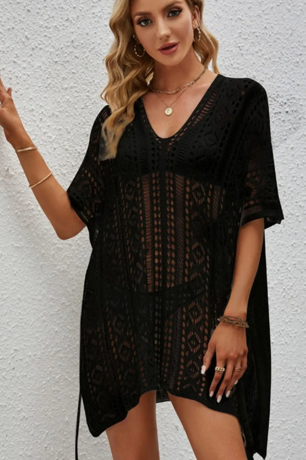 BazaarBey  V-Neck Short Sleeve Cover Up 