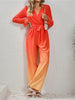 Gradient Tie Front Flounce Sleeve Jumpsuit Trendsi