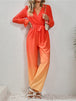 Gradient Tie Front Flounce Sleeve Jumpsuit Trendsi