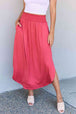  Comfort Princess Full Size High Waist Scoop Hem Maxi Skirt in Hot Pink 