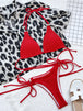 Textured Halter Neck Tie Side Bikini Set Trendsi