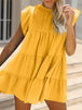 Ruched Round Neck Cap Sleeve Mini Dress -BazaarBey - www.shopbazaarbey.com