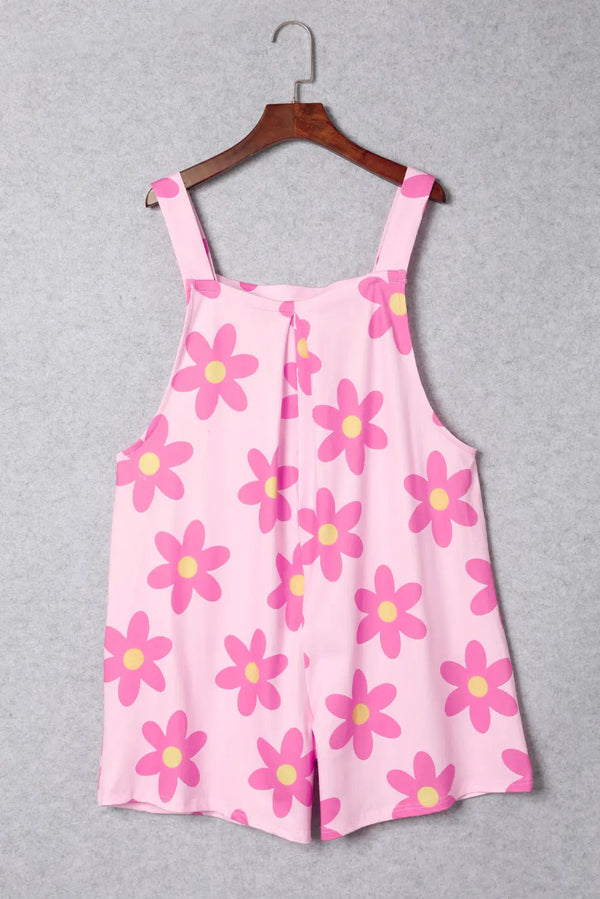 Pocketed Flower Wide Strap Overall Trendsi
