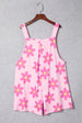 Pocketed Flower Wide Strap Overall Trendsi