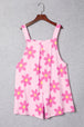 Pocketed Flower Wide Strap Overall Trendsi