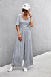 Scoop Neck Half Sleeve Wide Leg Jumpsuit Trendsi