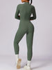 Zip Up Mock Neck Long Sleeve Jumpsuit Trendsi