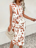 Printed Cap Sleeve Tie Waist Dress -BazaarBey - www.shopbazaarbey.com