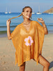 Openwork Flower V-Neck Short Sleeve Cover Up Trendsi