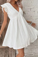 Eyelet Ruffled Cap Sleeve Mini Dress Trendsi