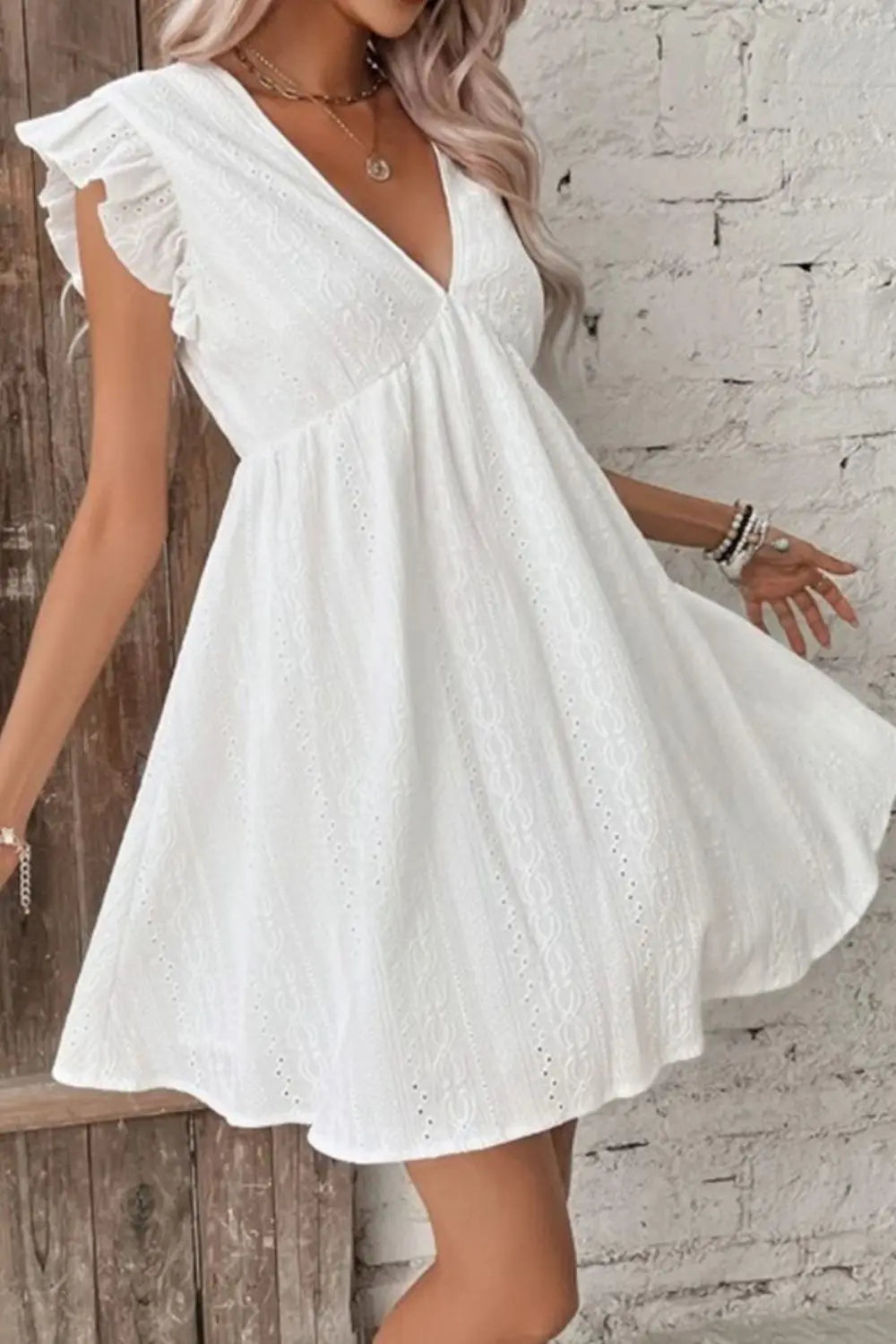  Ruffled Cap Sleeve Mini Dress -BazaarBey - www.shopbazaarbey.com