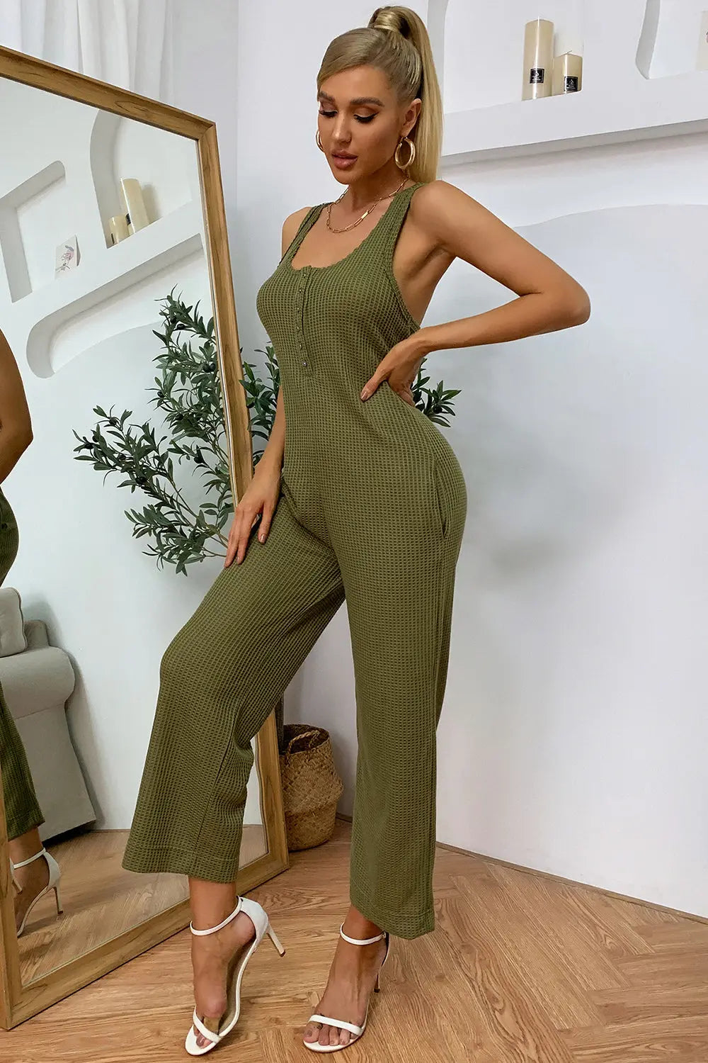 Sleeveless Straight Leg Jumpsuit Trendsi