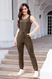 Drawstring Round Neck Sleeveless Jumpsuit Trendsi