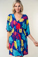  Full Size Printed V-Neck Mini Dress -BazaarBey - www.shopbazaarbey.com