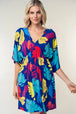  Full Size Printed V-Neck Mini Dress -BazaarBey - www.shopbazaarbey.com