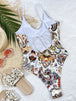 Printed Tie Back Scoop Neck One-Piece Swimsuit Trendsi