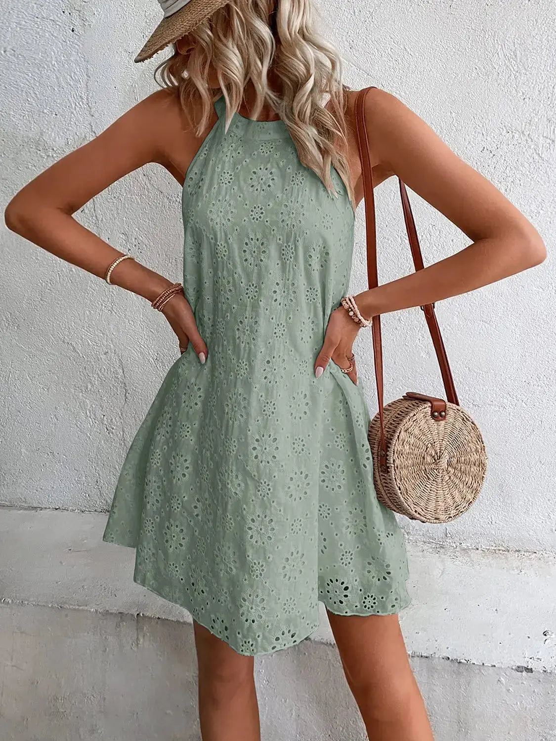   Neck Mini Dress -BazaarBey - www.shopbazaarbey.com