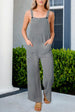 BazaarBey Square Neck Sleeveless Jumpsuit with Pocket 