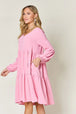  Full Size V-Neck Balloon Sleeve Tiered Dress -BazaarBey - www.shopbazaarbey.com