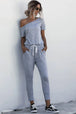 Asymmetrical Neck Tied Jumpsuit with Pockets Bazaarbey