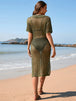 Slit Openwork  Short Sleeve Cover-Up Trendsi