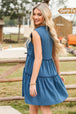 Frill Notched Sleeveless Mini Dress -BazaarBey - www.shopbazaarbey.com