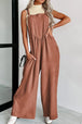 BazaarBey Waffle-knit Wide Leg Overall with Pockets 