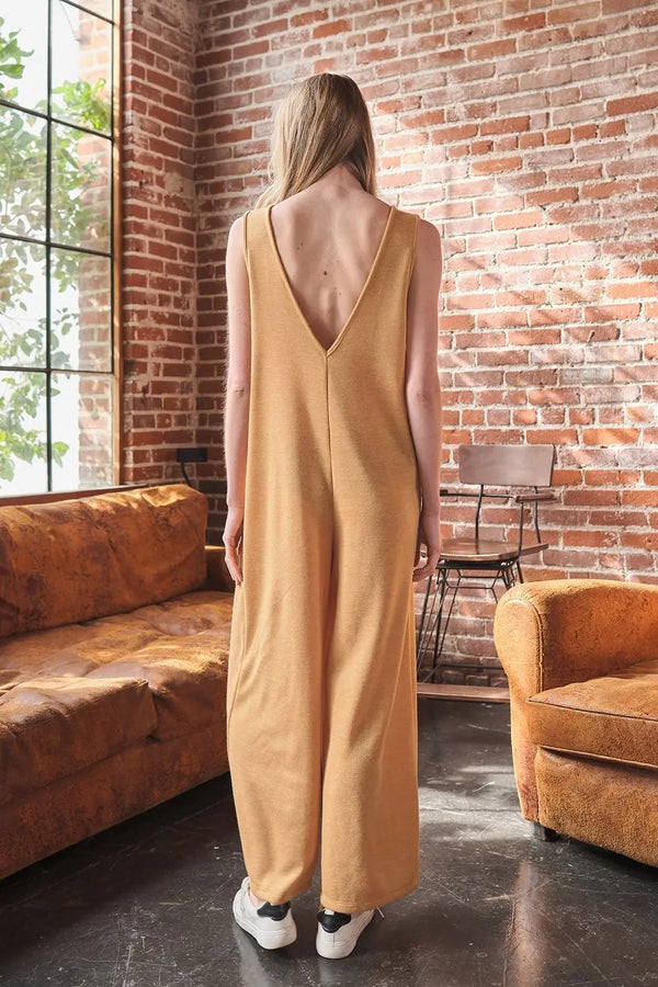 Ces Femme V-Neck Sleeveless Wide Leg Jumpsuit Bazaarbey
