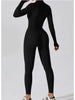 Zip Up Mock Neck Long Sleeve Jumpsuit Trendsi
