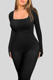 Square Neck Long Sleeve Active Jumpsuit Trendsi