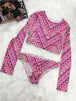 Printed Long Sleeve Top and Brief Swim Set Trendsi