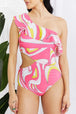  Swim Vitamin C Asymmetric  Ruffle Swimsuit in Pink Trendsi