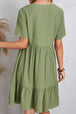 Full Size Ruched V-Neck Short Sleeve Dress -BazaarBey - www.shopbazaarbey.com