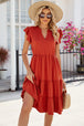Ruched Notched Cap Sleeve Dress -BazaarBey - www.shopbazaarbey.com