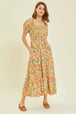  Full Size Floral Smocked Tiered Midi Dress -BazaarBey - www.shopbazaarbey.com