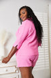  Textured Shirt and Elastic Waist Shorts Set Trendsi