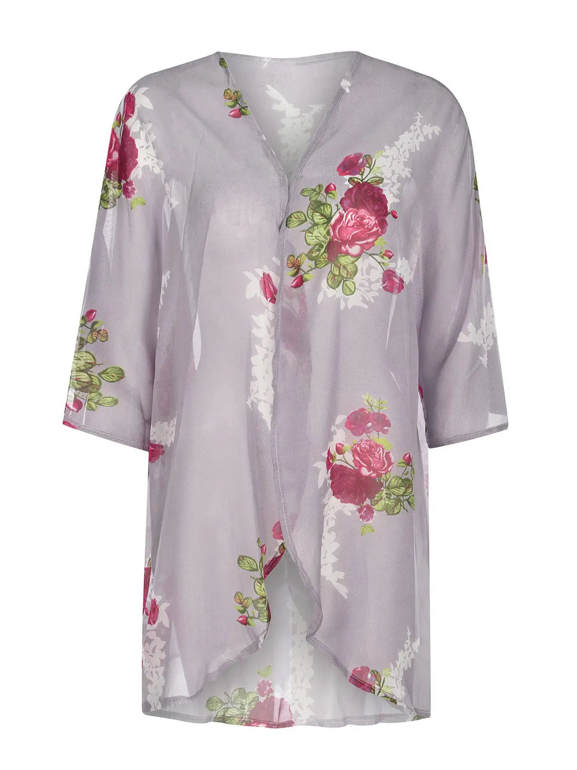 Open Front Half Sleeve Cover-Up Trendsi