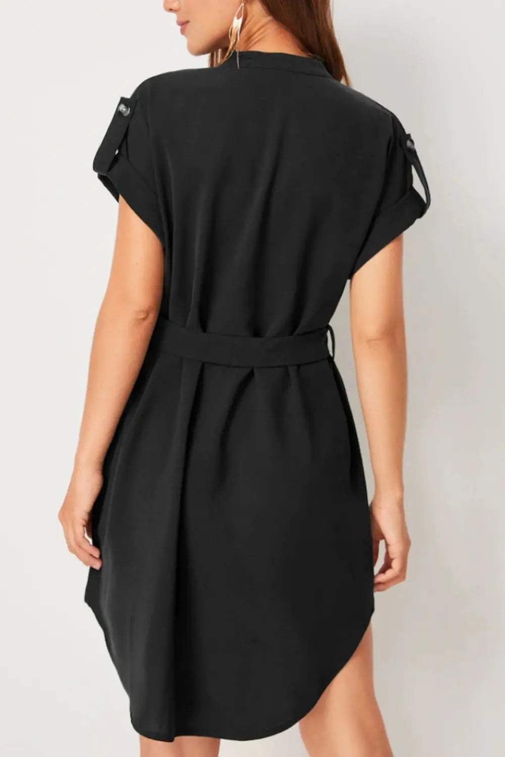 Tied Notched Short Sleeve Dress -BazaarBey - www.shopbazaarbey.com