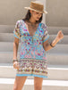 Tied Printed Short Sleeve Romper Trendsi