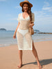 Slit Openwork  Short Sleeve Cover-Up Trendsi