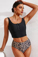 Half Snap Square Neck Tankini Set Trendsi