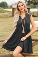 Frill Notched Sleeveless Mini Dress -BazaarBey - www.shopbazaarbey.com
