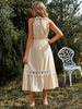  Neck Spliced Lace Midi Dress -BazaarBey - www.shopbazaarbey.com