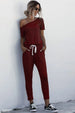 Asymmetrical Neck Tied Jumpsuit with Pockets Bazaarbey