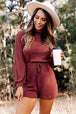Open Back Long Sleeve Romper Trendsi