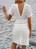 Openwork Plunge Short Sleeve Cover-Up Dress Trendsi