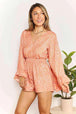 BazaarBey  Printed Flare Sleeve Surplice Romper 