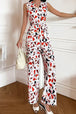 BazaarBey Printed Surplice Neck Sleeveless Jumpsuit 