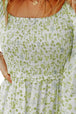 Smocked Floral Square Neck Balloon Sleeve Dress -BazaarBey - www.shopbazaarbey.com